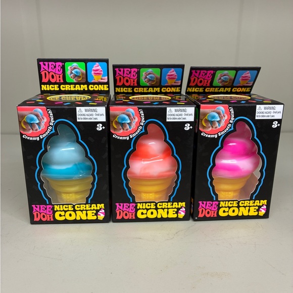 Schylling Needoh Other - NeeDoh Nice Cream Cone SET OF 3 Nee Doh Ice Cream Cone Toy Pink Orange Blue NEW